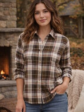 Lauren Ralph Lauren Plaid Flannel Shirt Women’s Medium Button Down Flannel